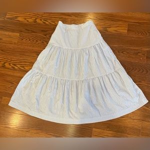 Gap Womens Striped Blue & White Tiered Cotton Maxi Skirt Lined Size 8